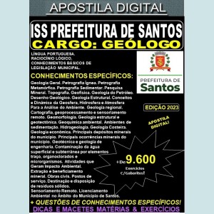 Apostila ISS Prefeitura de Santos  - GEÓLOGO -  Teoria +9.600 Exercícios - Concurso 2023