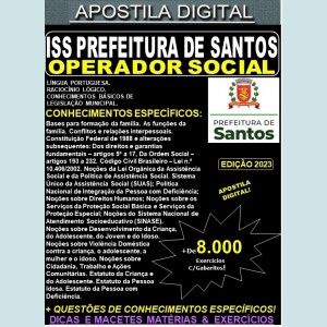 Apostila ISS Prefeitura de Santos  - OPERADOR SOCIAL -  Teoria +8.000 Exercícios - Concurso 2023