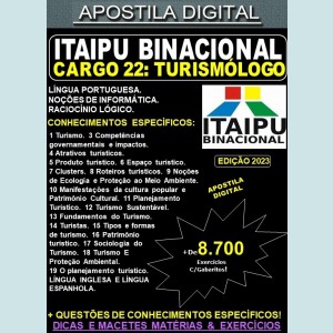 Apostila ITAIPU - Cargo 22 - TURISMÓLOGO - Teoria + 8.700 Exercícios - Concurso 2023