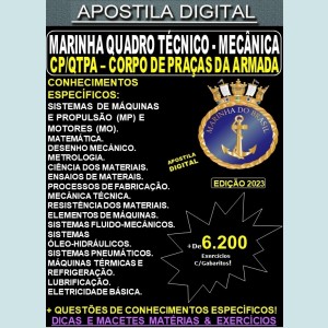 Apostila QUADRO TÉCNICO da MARINHA - CP/QTPA MECÂNICA - Teoria + 6.200 Exercícios - Concurso 2023