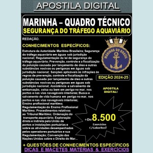 Apostila QUADRO TÉCNICO da MARINHA - SEGURANÇA do TRÁFEGO AQUAVIÁRIO - Teoria + 8.500 Exercícios - Concurso 2024-25