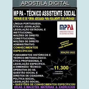 Apostila MP PA - TÉCNICO ASSISTENTE SOCIAL - Teoria + 11.300 Exercícios - Concurso 2022