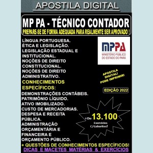 Apostila MP PA - TÉCNICO CONTADOR - Teoria + 13.100 Exercícios - Concurso 2022