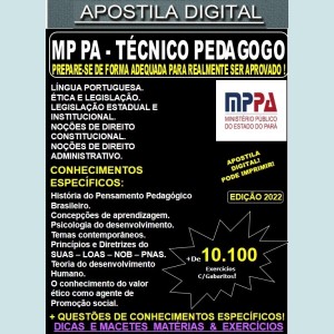 Apostila MP PA - TÉCNICO PEDAGOGO - Teoria + 10.100 Exercícios - Concurso 2022