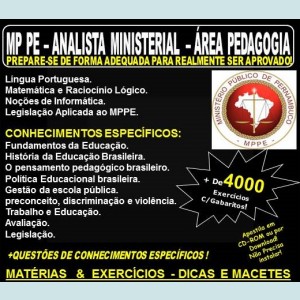 Apostila MP PE - ANALISTA MINISTERIAL - ÁREA PEDAGOGIA - Teoria + 4.000 Exercícios - Concurso 2018