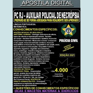 Apostila PC RJ - AUXILIAR POLICIAL DE NECRÓPSIA - Teoria + 4.000 Exercícios - Concurso 2021