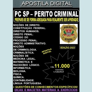 Apostila PC SP - PERITO CRIMINAL - Teoria + 11.000 exercícios - Concurso 2023