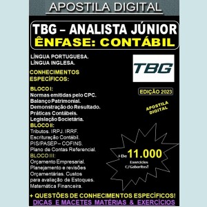 Apostila TBG - Analista Jr. - CONTÁBIL - Teoria + 11.000 Exercícios - Concurso 2023