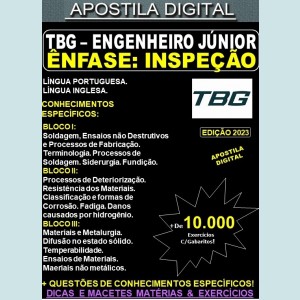 Apostila TBG - Engenheiro Jr. - INSPEÇÃO - Teoria + 10.000 Exercícios - Concurso 2023