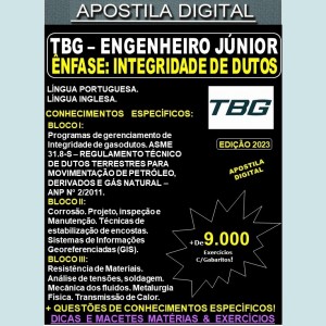 Apostila TBG - Engenheiro Jr. - INTEGRIDADE de DUTOS - Teoria +9.000 Exercícios - Concurso 2023