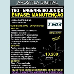 Apostila TBG - Engenheiro Jr. - MANUTENÇÃO - Teoria + 10.200 Exercícios - Concurso 2023