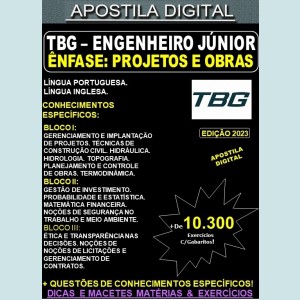 Apostila TBG - Engenheiro Jr. - PROJETOS E OBRAS - Teoria + 10.300 Exercícios - Concurso 2023