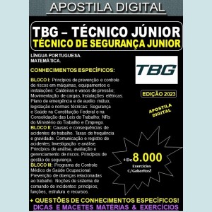 Apostila TBG - TÉCNICO de SEGURANÇA JÚNIOR - Teoria + 8.000 Exercícios - Concurso 2023