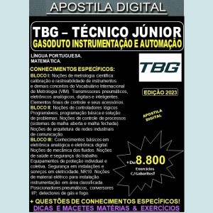 Apostila TBG - Técnico Jr. Gasoduto - INSTRUMENTAÇÃO e AUTOMAÇÃO - Teoria + 8.800 Exercícios - Concurso 2023