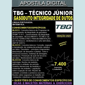 Apostila TBG - Técnico Jr. Gasoduto - INTEGRIDADE de DUTOS - Teoria + 7.400 Exercícios - Concurso 2023