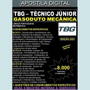 Apostila TBG - Técnico Jr. Gasoduto - MECÂNICA - Teoria + 8.000 Exercícios - Concurso 2023
