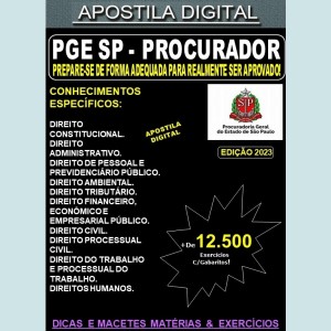 Apostila PGE SP - PROCURADOR - Teoria + 12.500 Exercícios - Concurso 2023