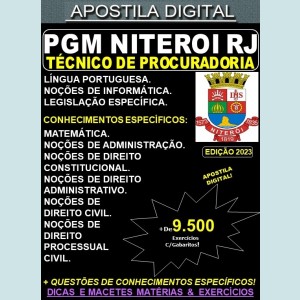 Apostila PGM NITEROI RJ - TÉCNICO de PROCURADORIA - Teoria + 9.500 Exercícios - Concurso 2023