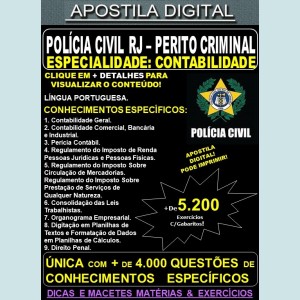 Apostila PC RJ - Perito Criminal CONTABILIDADE - Teoria + 5.200 Exercícios - Concurso 2021 - APOSTILA PREPARATÓRIA