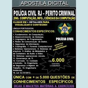 Apostila PC RJ - Perito Criminal ENGª DA COMPUTAÇÃO - INFORMÁTICA - CIÊNCIAS DA COMPUTAÇÃO - Teoria + 6.000 Exercícios - Concurso 2021 - APOSTILA PREPARATÓRIA