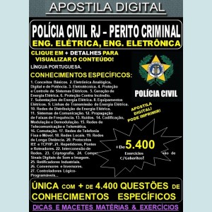 Apostila PC RJ - Perito Criminal ENGENHARIA ELÉTRICA - ENGENHARIA ELETRÔNICA - Teoria + 5.400 Exercícios - Concurso 2021 - APOSTILA PREPARATÓRIA