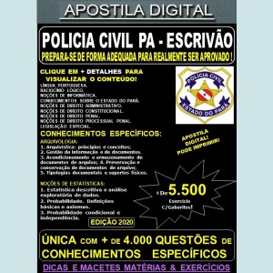 Apostila PC PA - ESCRIVÃO - Teoria + 5.500 Exercícios - Concurso 2020 