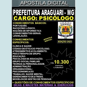 Apostila Prefeitura de Araguari - PSICÓLOGO - Teoria + 10.300 Exercícios - Concurso 2023