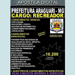 Apostila Prefeitura de Araguari - RECREADOR - Teoria + 10.200 Exercícios - Concurso 2023