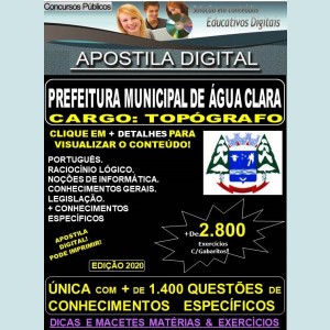 Apostila Prefeitura Municipal de Água Clara MS - TOPÓGRAFO - Teoria + 2.800 Exercícios - Concurso 2020