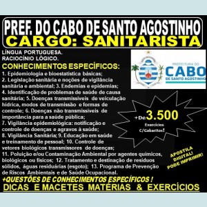 Apostila Prefeitura do Cabo de Santo Agostinho - SANITARISTA - Teoria + 3.500 Exercícios - Concurso 2019