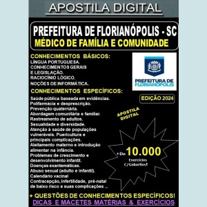 Apostila PREF Florianópolis - MÉDICO de FAMÍLIA e COMUNIDADE - Teoria + 10.000 Exercícios - Concurso 2024
