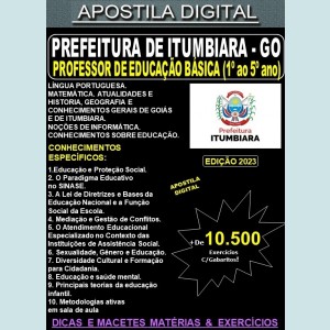 Apostila Prefeitura de ITUMBIARA - PROFESSOR de EDUCAÇÃO BÁSICA (1º ao 5º ano) - Teoria + 10.500 Exercícios - Concurso 2023