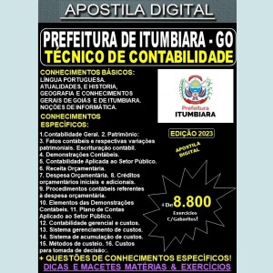 Apostila Prefeitura de ITUMBIARA - TÉCNICO de CONTABILIDADE - Teoria + 8.800 Exercícios - Concurso 2023