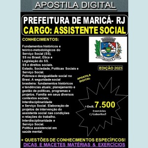 Apostila PREF. MARICÁ - ASSISTENTE SOCIAL - Teoria + 7.500 Exercícios - Concurso 2023