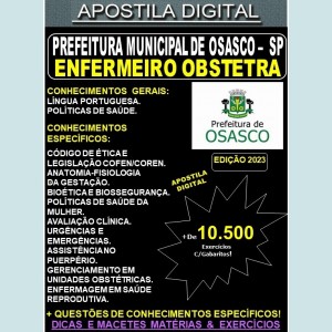 Apostila Prefeitura de OSASCO - ENFERMEIRO OBSTETRA - Teoria + 10.500 Exercícios - Concurso 2023