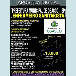 Apostila Prefeitura de OSASCO - ENFERMEIRO SANITARISTA - Teoria + 10.000 Exercícios - Concurso 2023