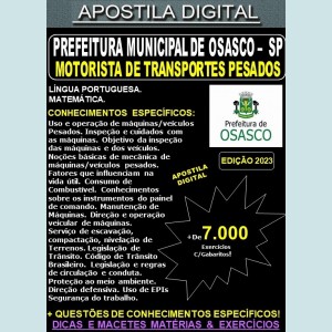 Apostila Prefeitura de OSASCO - MOTORISTA de TRANSPORTES PESADOS - Teoria + 7.000 Exercícios - Concurso 2023