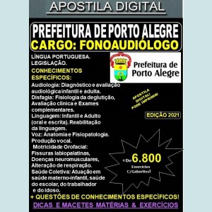 Apostila Prefeitura de Porto Alegre - FONOAUDIÓLOGO - Teoria + 6.800 Exercícios - Concurso 2021