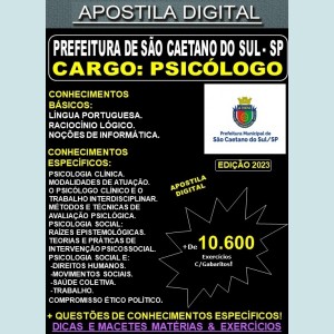Apostila Pref São Caetano do Sul - PSICÓLOGO - Teoria + 10.600 Exercícios - Concurso 2023