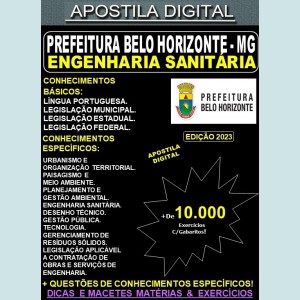 Apostila PREF BH - ENGENHARIA SANITÁRIA - Teoria +10.000 Exercícios - Concurso 2023