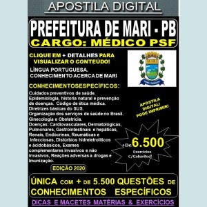 Apostila PREFEITURA de MARI PB - MÉDICO PSF - Teoria + 6.500 Exercícios - Concurso 2020