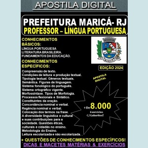 Apostila PREF. MARICÁ - PROFESSOR de LÍNGUA PORTUGUESA - Teoria + 8.000 Exercícios - Concurso 2024