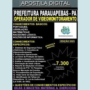 Apostila PREF. PARAUAPEBAS - OPERADOR de VIDEOMONITORAMENTO - Teoria + 7.300 Exercícios - Concurso 2023