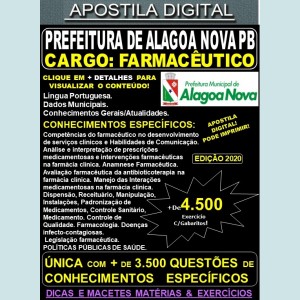 Apostila Prefeitura de ALAGOA NOVA PB - FARMACÊUTICO - Teoria + 4.500 Exercícios - Concurso 2020