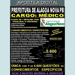 Apostila Prefeitura de ALAGOA NOVA PB - MÉDICO - Teoria + 5.600 Exercícios - Concurso 2020