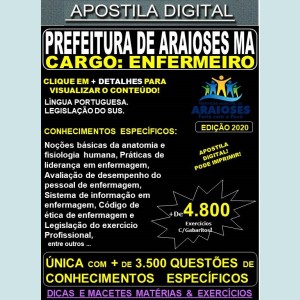 Apostila Prefeitura de Araioses MA - ENFERMEIRO - Teoria +4.800 Exercícios - Concurso 2020