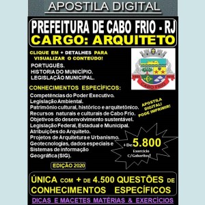 Apostila Prefeitura de CABO FRIO RJ - ARQUITETO - Teoria + 5.800 Exercícios - Concurso 2020