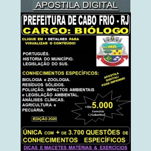 Apostila Prefeitura de CABO FRIO RJ - BIÓLOGO - Teoria + 5.000 Exercícios - Concurso 2020
