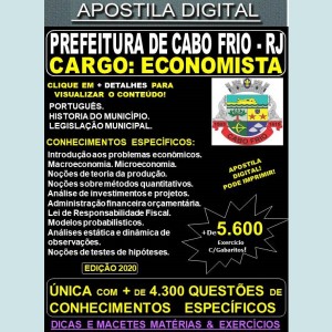 Apostila Prefeitura de CABO FRIO RJ - ECONOMISTA - Teoria + 5.600 Exercícios - Concurso 2020