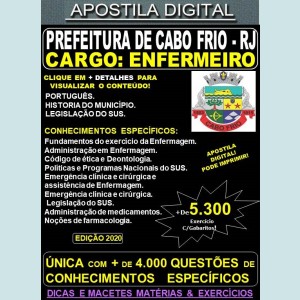 Apostila Prefeitura de CABO FRIO RJ - ENFERMEIRO - Teoria + 5.300 Exercícios - Concurso 2020